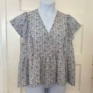 Madewell floral blouse with peplum, size XXL.